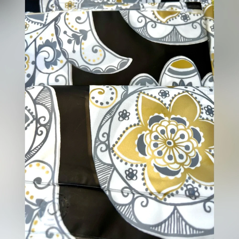 Hamsa Hands Design Peva Shower Curtain Black Gray Metallic Gold White Ornate